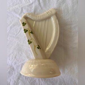 Donegal Bone China Irish Harp W/Painted Shamrocks